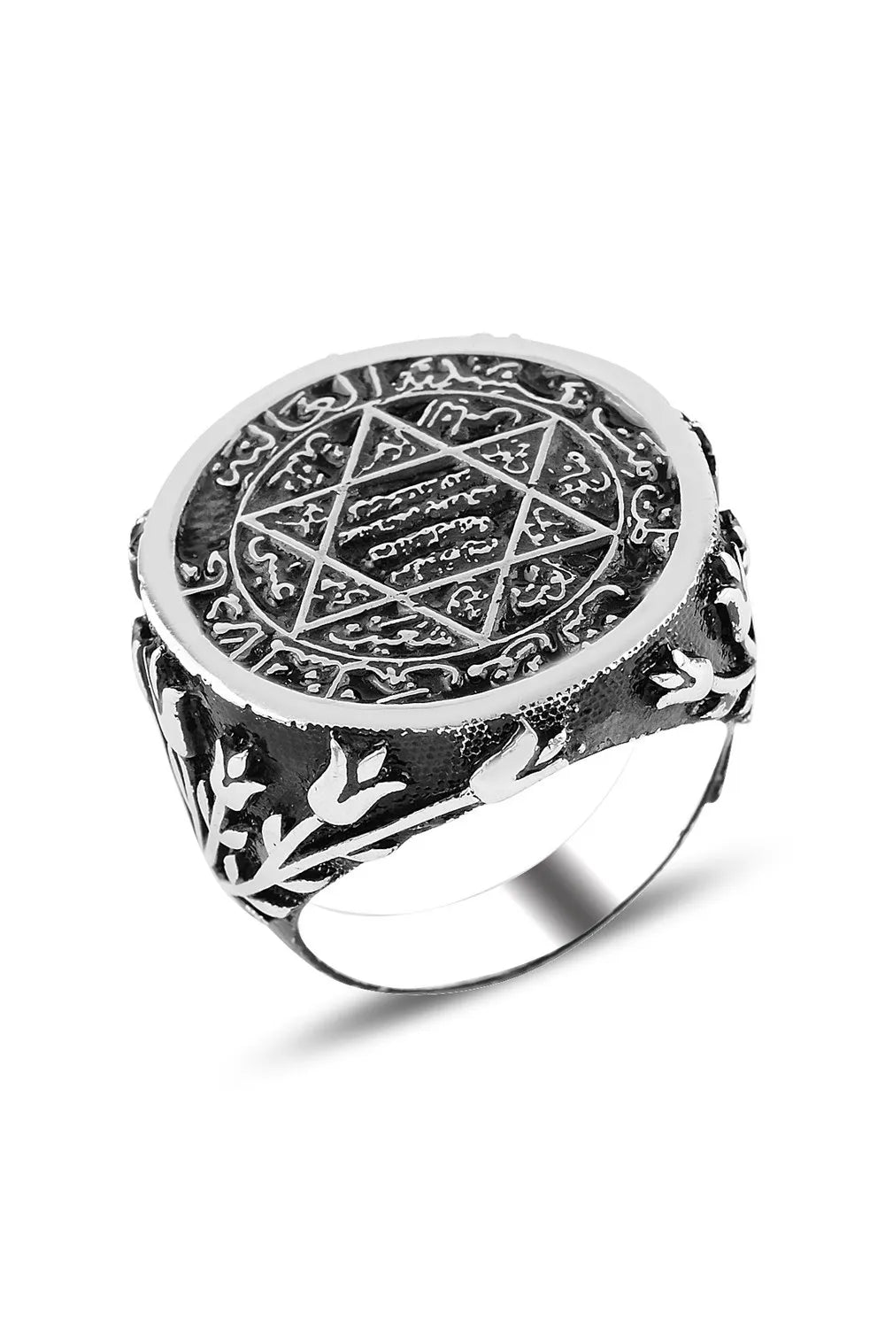 Elegant Secret of Seal Ring in 925 Sterling Silver Aging Seal Of Solomon Rings Trendy Gift for Men Rings Free Shipping Jewelery AMULET RING STORE