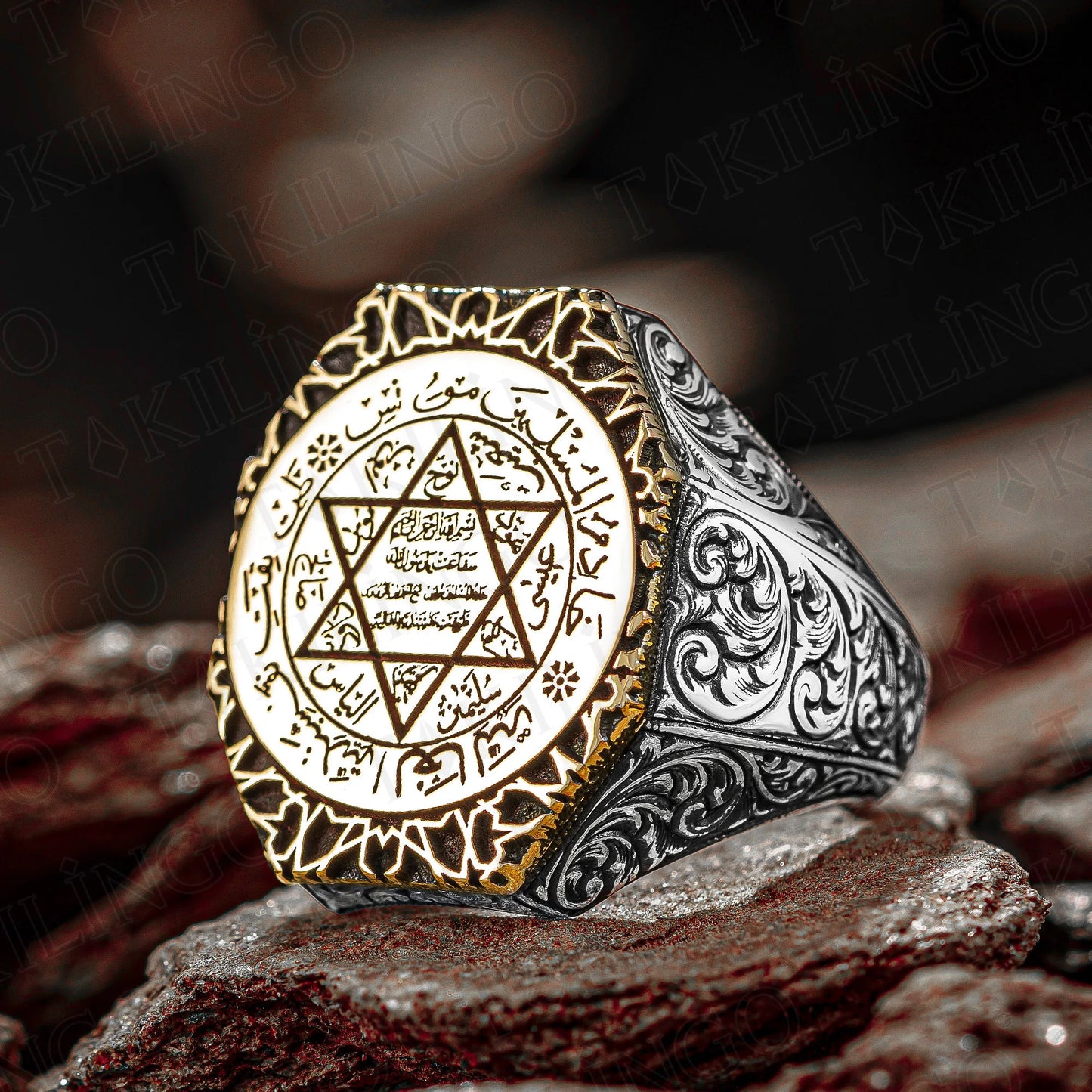 925 Sterling Silver Prophet Seal Of Solomon Men's Ring