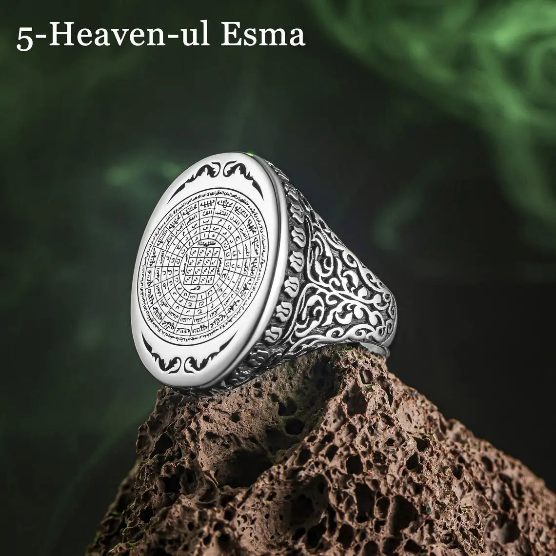 King of Solomon Seal Ayatul Kursi Ring, 99 Names Of Allah Asma Ul Husna, Bismillah Heaven-ul Esma Islamic Ring