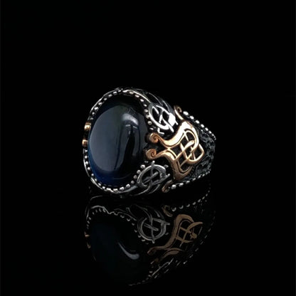 Natural Tiger Eyes Silver Celtic Ring