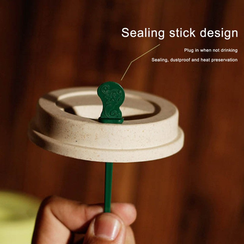 350/450/550ml Wheat Straw Coffee Cup Portable High Temperature Resistant Water Cup With Lid Reusable Eco-Friendly Travel Mug - AMULET RING STORE