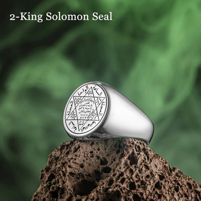 King of Solomon Seal Ayatul Kursi Ring, 99 Names Of Allah Asma Ul Husna, Bismillah Heaven-ul Esma Islamic Ring