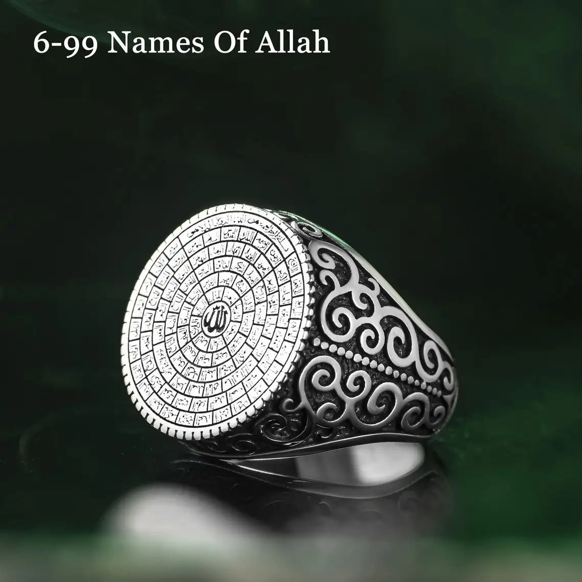 King of Solomon Seal Ayatul Kursi Ring, 99 Names Of Allah Asma Ul Husna, Bismillah Heaven-ul Esma Islamic Ring