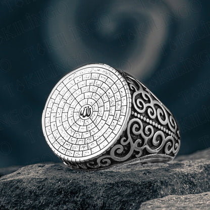 Solid 925 Sterling Silver Asmaulhusna (Names of Allah) Islamic Men's Ring  High Quality Handmade Jewelry Gift For Him