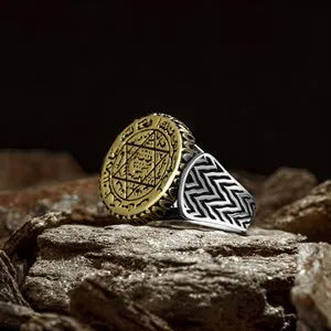 Seal Of Solomon Silver Victorian Ring New Authentic Sterling Silver Antique Turkish Master Hand Ring Men's Rustic AMULET RING STORE