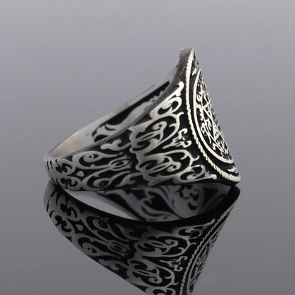 Solid 925 Sterling Silver Seal of Solomon Men's Ring