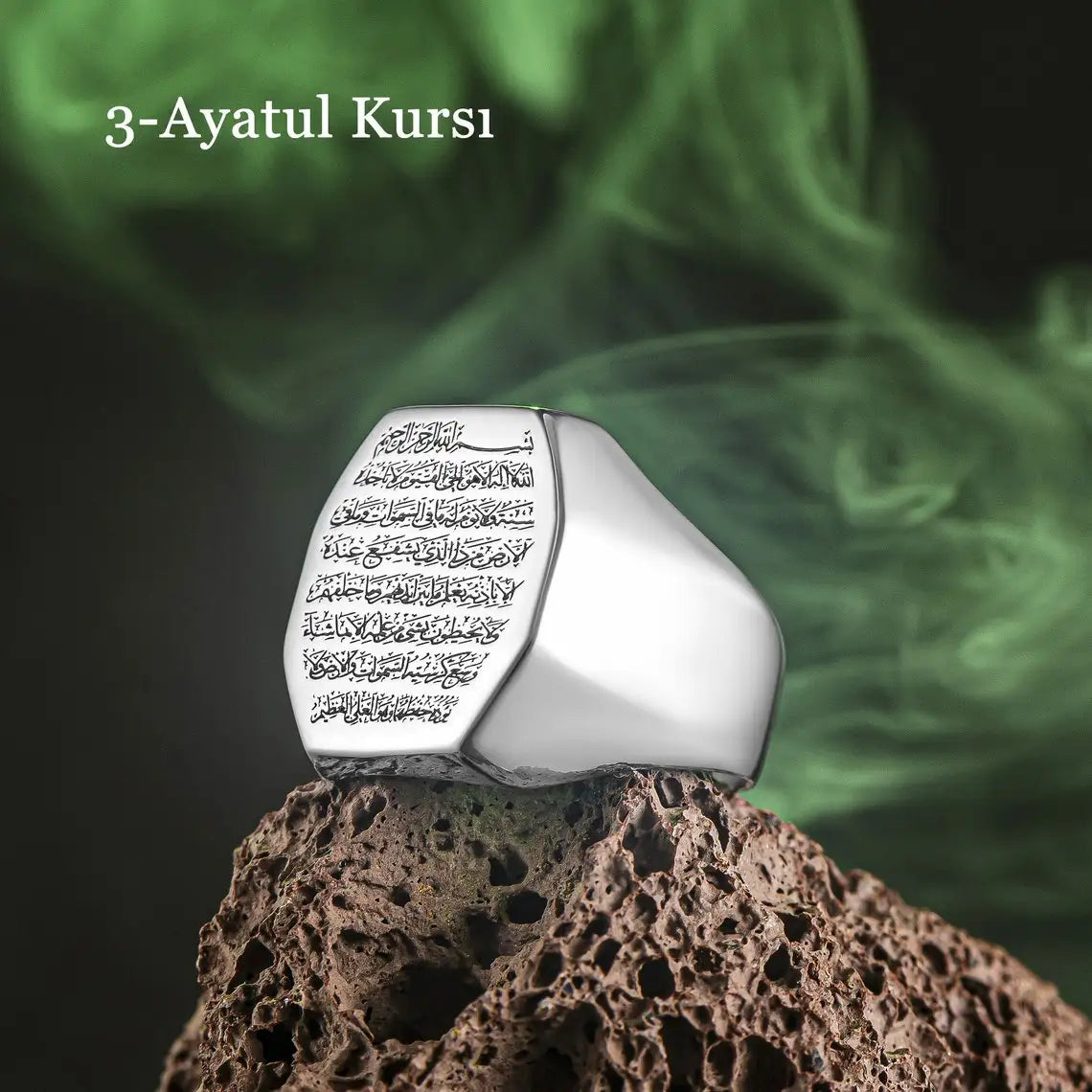 King of Solomon Seal Ayatul Kursi Ring, 99 Names Of Allah Asma Ul Husna, Bismillah Heaven-ul Esma Islamic Ring