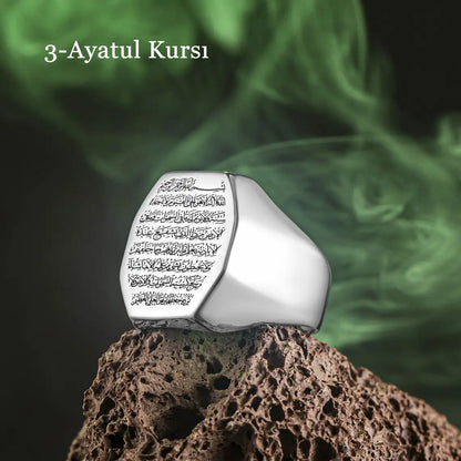 King of Solomon Seal Ayatul Kursi Ring, 99 Names Of Allah Asma Ul Husna, Bismillah Heaven-ul Esma Islamic Ring