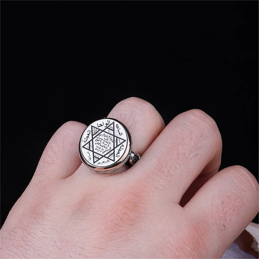 925K Sterling Silver Seal of Solomon Engraved Ring AMULET RING STORE