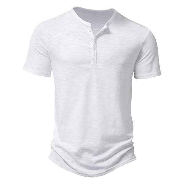 Men's Casual Solid Color Slim-fit Short Sleeve