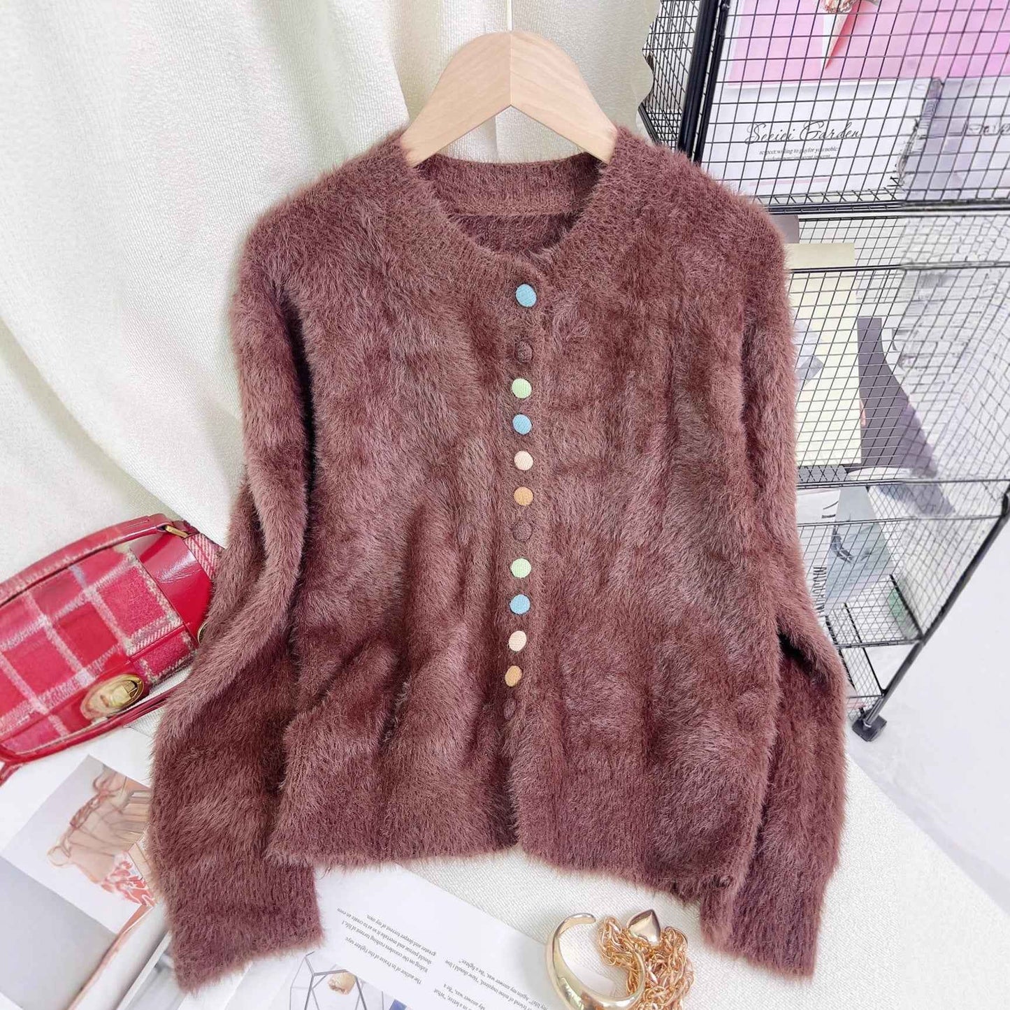 Women's Casual Warm Colorful Button Sweater