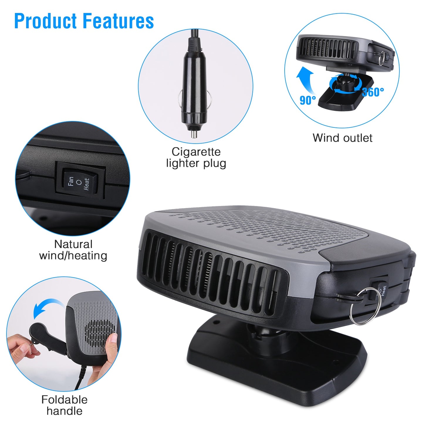 12V 150W Portable Car Auto Heater Heating Fan 2 In 1 Defroster Demister Windshield Heater Automotive Cooling Fan