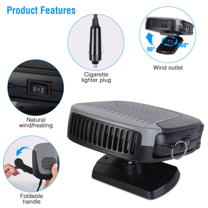 12V 150W Portable Car Auto Heater Heating Fan 2 In 1 Defroster Demister Windshield Heater Automotive Cooling Fan
