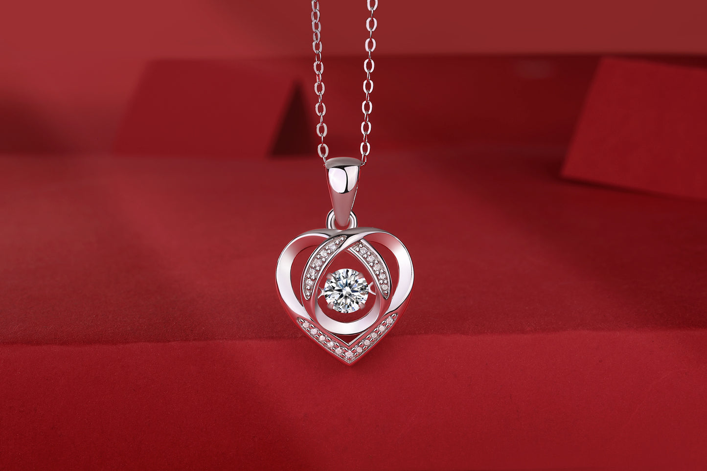1Heart To Have Your Luxurious Fashion Diamond Pendant Necklace Set With Mosan Diamond Silver Ornaments Prohibit Tk Sales