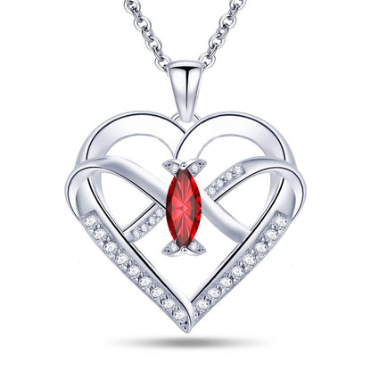 Emma Manor Heart Pendant Necklace 14k White Gold Plated 5A Cubic Zirconia Infinity Butterfly Jewelry For Women