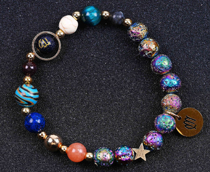 Blue San Colorful Volcanic Rock Twelve Constellations Bracelets