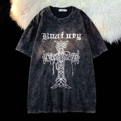 Trendy American Retro Men's Summer Short-sleeved T-shirt Loose Casual Top