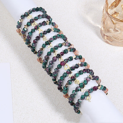 Natural Stone Twelve Constellations Bracelets Cut Hemp Stone Fashion