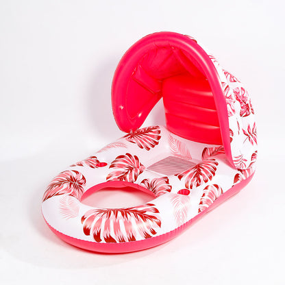 Thick Large Swimming Pool Float with Sunshade & Cup Holder