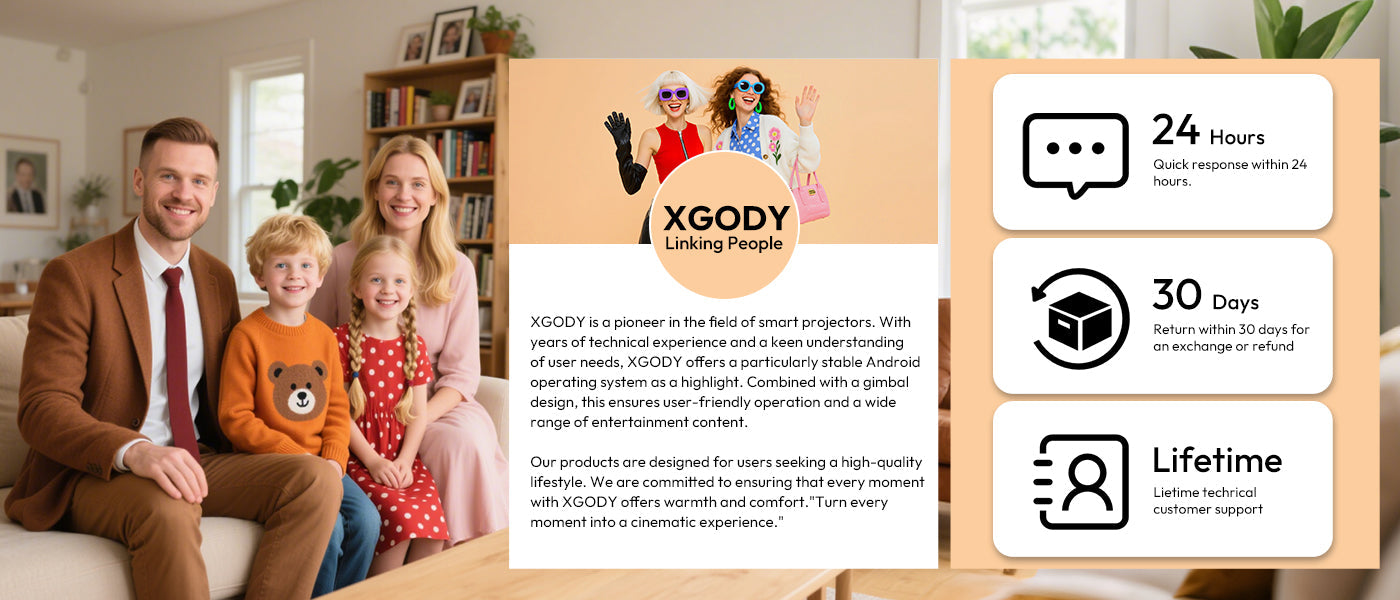 XGODY Projector N6 Pro Netflix Officially 4K Voice Control Smart Android TV Whale OS 32GB ROM for Outdoor Movie Home Theater