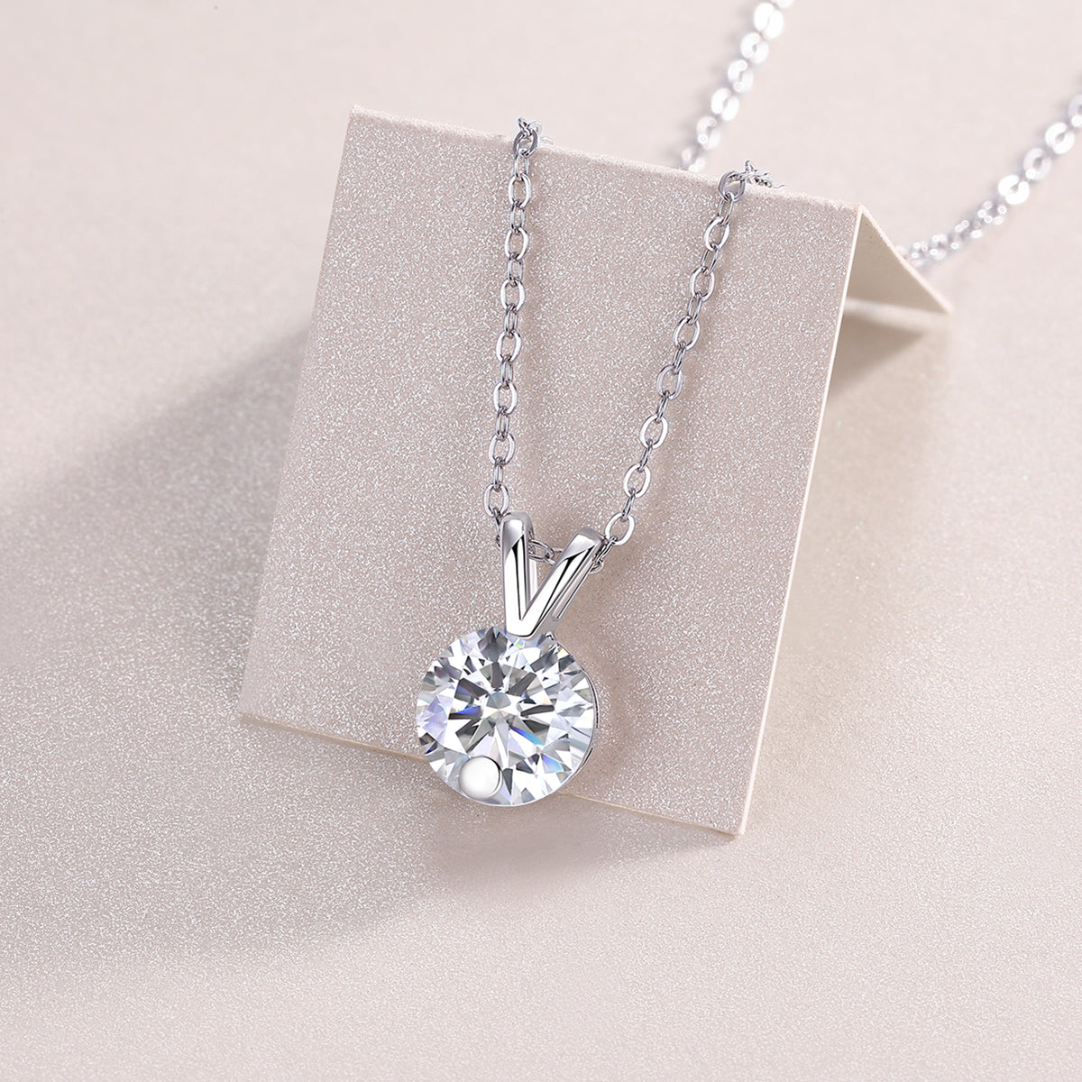 1Diamond Sparkle V-chain Luxury Fashion Diamond Pendant Necklace Set With Mosan Diamond Silver Ornaments Prohibit TikTok sales
