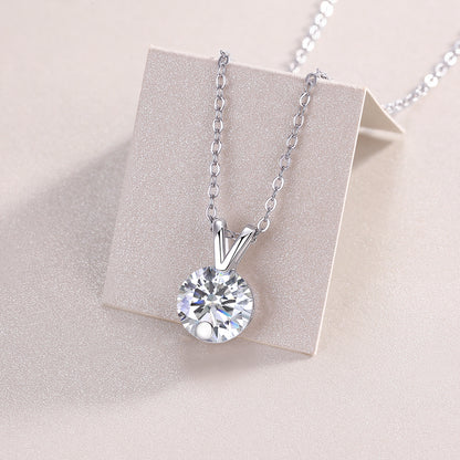 1Diamond Sparkle V-chain Luxury Fashion Diamond Pendant Necklace Set With Mosan Diamond Silver Ornaments Prohibit TikTok sales