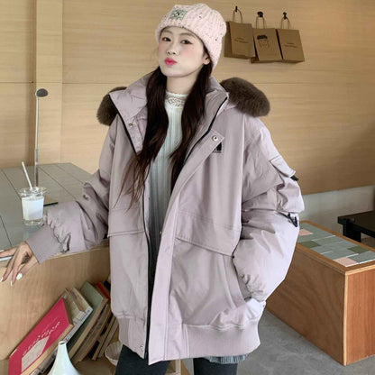 Big Fur Collar Thickened Parka Cotton-padded Coat