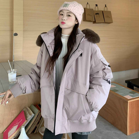 Big Fur Collar Thickened Parka Cotton-padded Coat