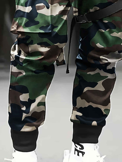 Camouflage Cargo Pants Men Korean Version Loose Long Pants Trendy Cuffed