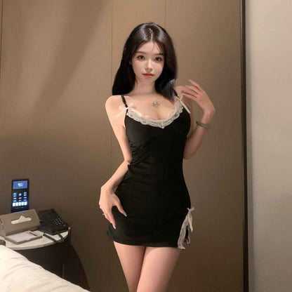 Artificial Silk Sling Night Dress Women