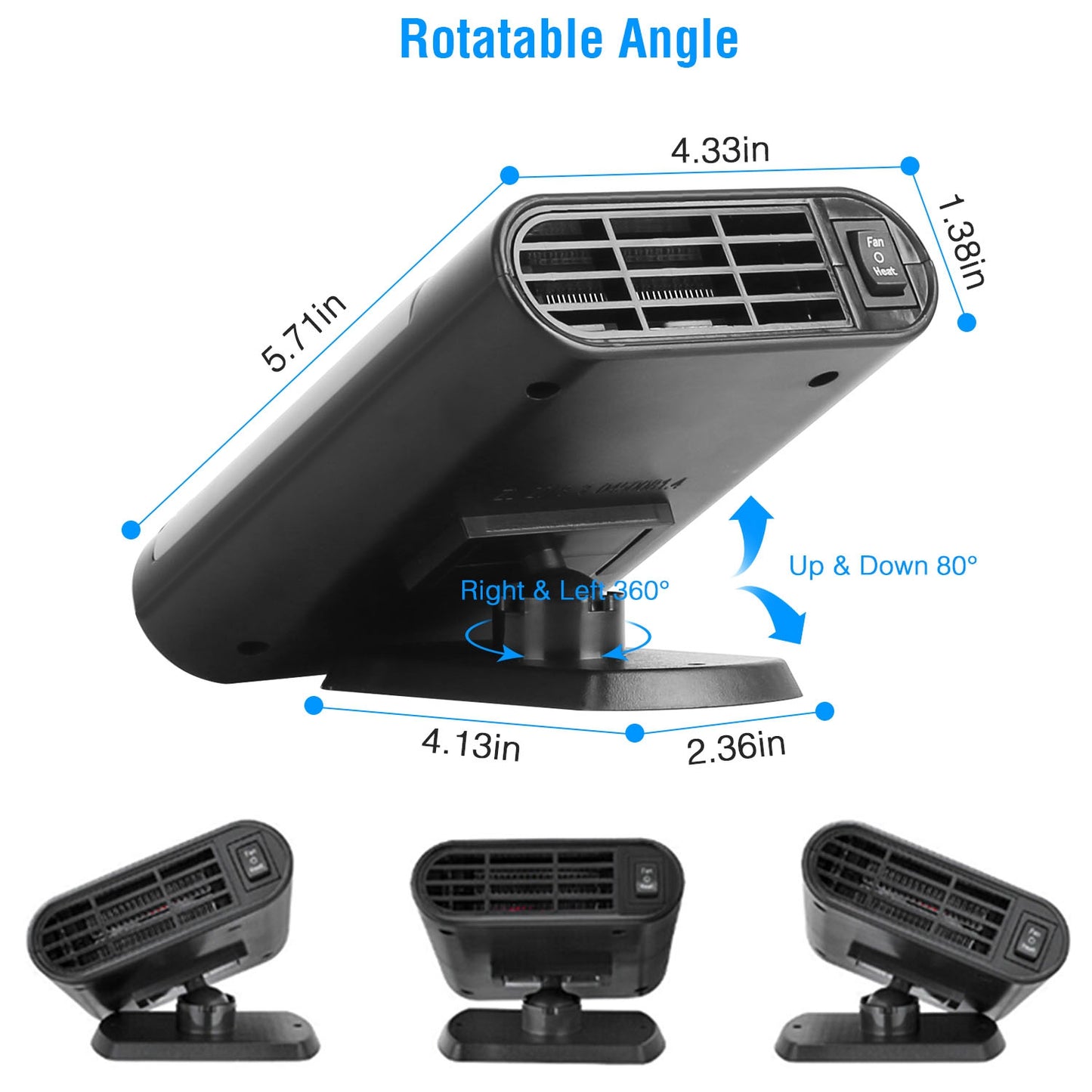 12V 2-in-1 Portable Car Heater & Cooling Fan - 360° Rotating Defroster