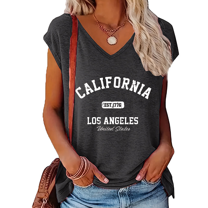 Women's 2 Pack Summer Letter Graphic Printed V Neck Short Sleeve T-Shirt