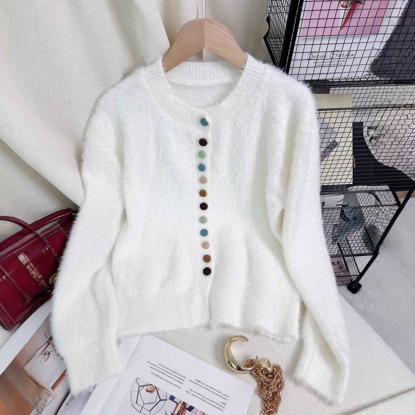 Women's Casual Warm Colorful Button Sweater