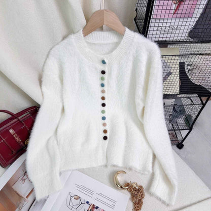 Women's Casual Warm Colorful Button Sweater
