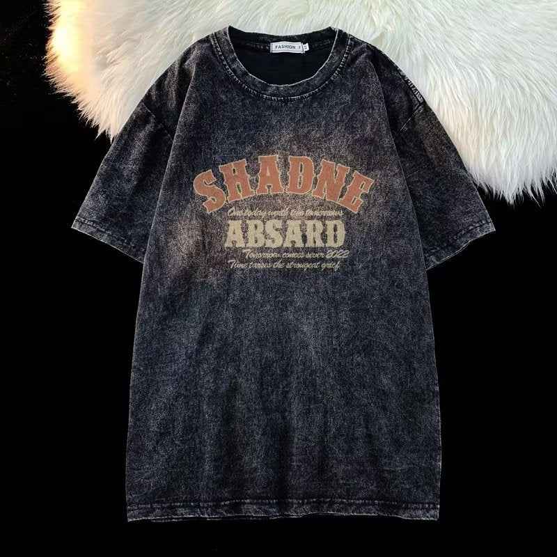 Trendy American Retro Men's Summer Short-sleeved T-shirt Loose Casual Top