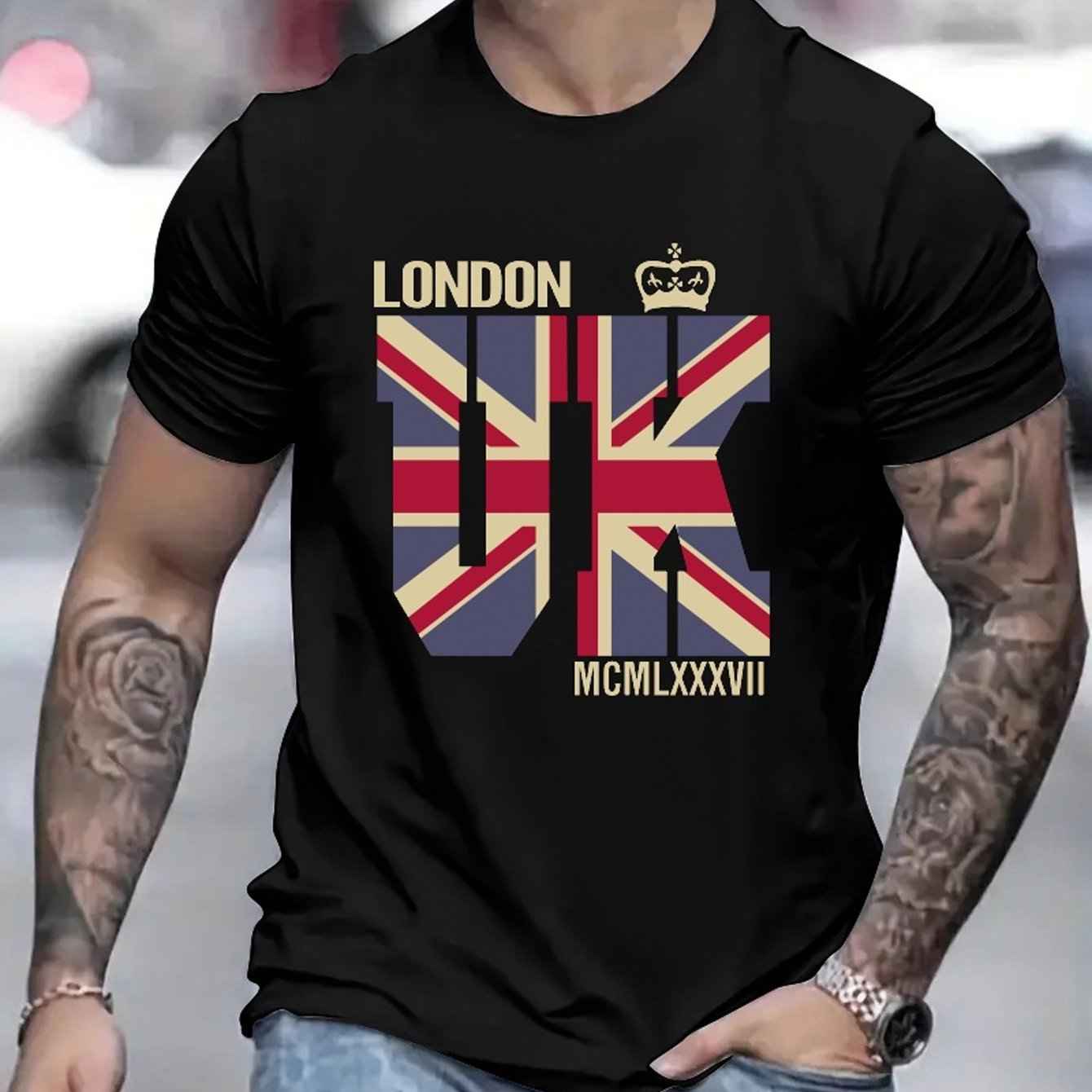 British Flag Printed T-shirt, Men's T-shirt, Summer Casual Short Sleeved T-shirt