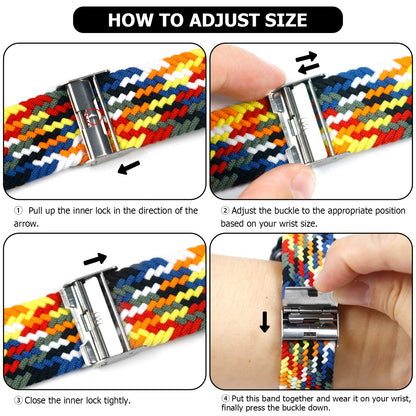 Nepfaivy Compatible With Apple Watch Band - 38mm 40mm 41mm 42mm 44mm 45mm 49mm Braided Stretchy Sport Band For Apple Watch Series SE 8 7 6 5 4 3 2 1, Women Men Nylon Fabric Elastic Loop Breathable Wat