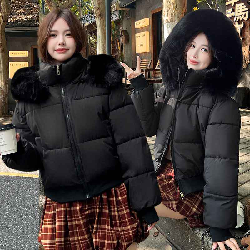 Big Fur Collar Hooded Thickened Warm And Loose Coat