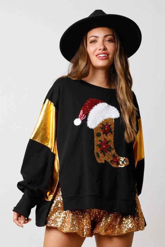 Autumn And Winter New European And American Christmas Sequins Long Sleeve Pullover Hoodie Women