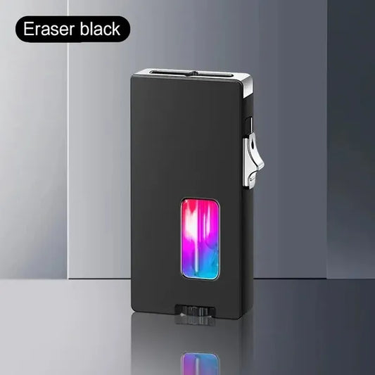 With Soft Fire/Jet Flame - Dual Fire Adjustable Lighter, Creative Wheel Side Pressure Ignition Dual Flame Lighter, Metal Body, Windproof Blue Flame, Window With Visual Fuel Tank, Suitable For Outdoor