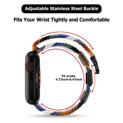 Nepfaivy Compatible With Apple Watch Band - 38mm 40mm 41mm 42mm 44mm 45mm 49mm Braided Stretchy Sport Band For Apple Watch Series SE 8 7 6 5 4 3 2 1, Women Men Nylon Fabric Elastic Loop Breathable Wat