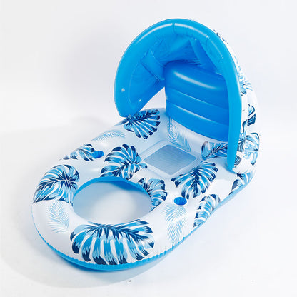 Thick Large Swimming Pool Float with Sunshade & Cup Holder