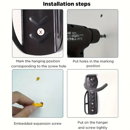 Wall-Mounted Storage Hook For Bikes And Scooters, Movable Garage Rack With 50 Lbs Capacity, Suitable For Mi Electric Scooter M365/PRO And Balance Scooter Nine ES1 ES2 - Black Metal