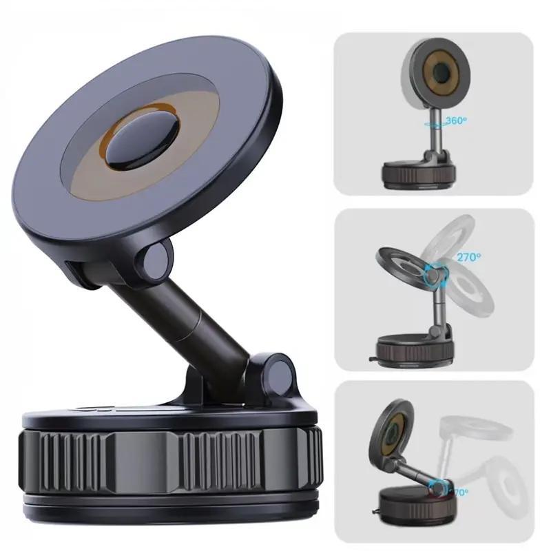 Newly Upgraded Retractable Car Mobile Phone Holder 360 Magnetic Vacuum Suction Cup One-click Safety Lock Ultra-compact Design