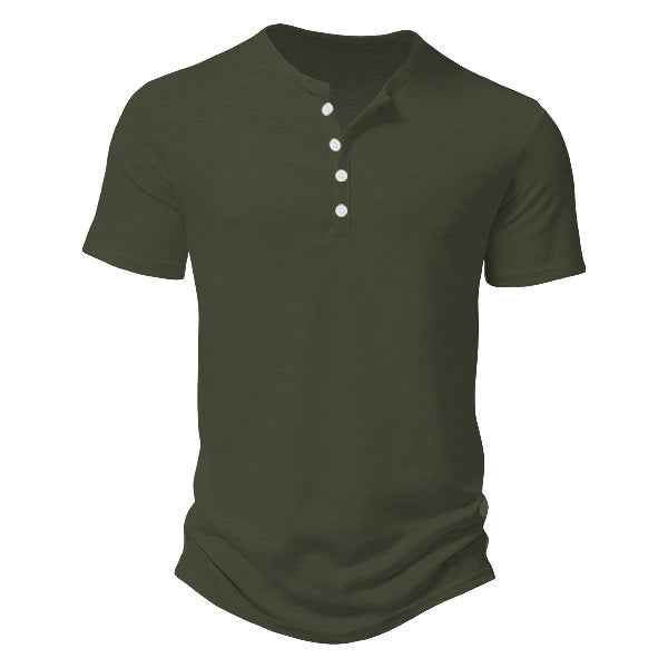 Men's Casual Solid Color Slim-fit Short Sleeve