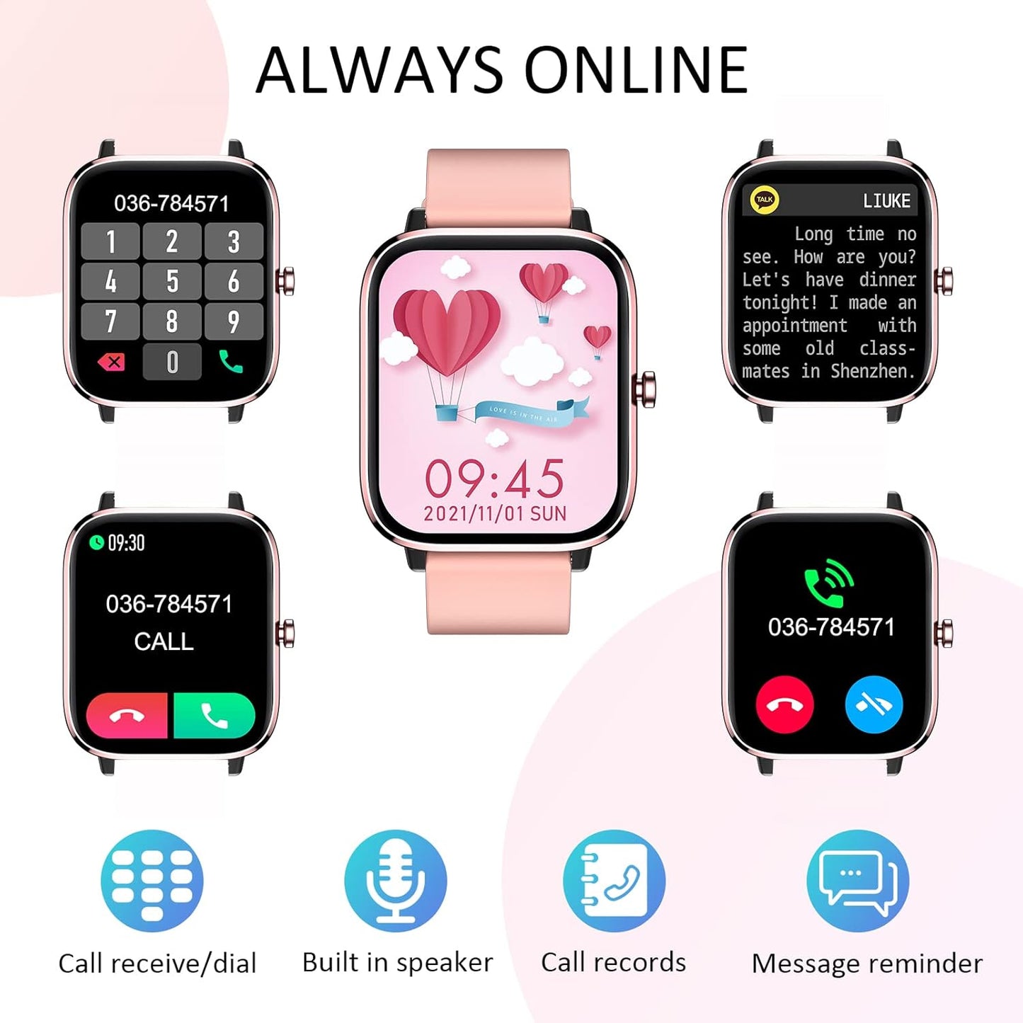 New Smartwatches Now On Sale, Featuring Message Alerts, Call Answering, Health Monitoring, Activity Tracking, Notification Reminders, And Fitness Functions.