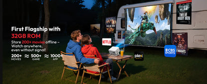 XGODY Projector N6 Pro Netflix Officially 4K Voice Control Smart Android TV Whale OS 32GB ROM for Outdoor Movie Home Theater