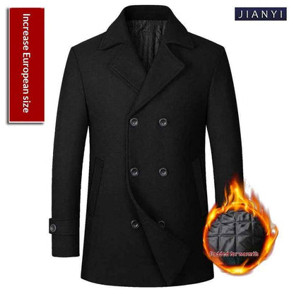 Fashion Double-breasted Lapel Mid-length Wool Men's Coat Dropshipping