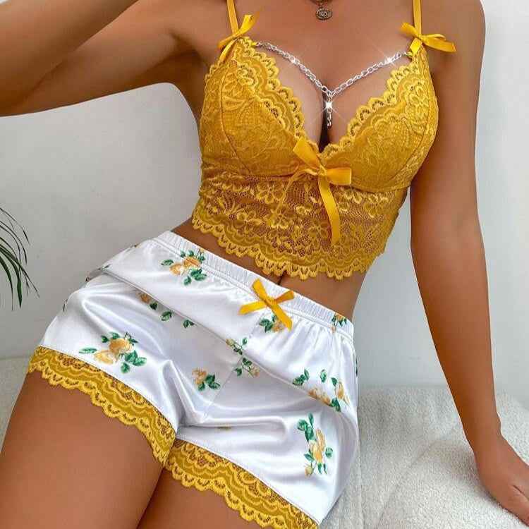 Xiacnee Sexy Pajamas Lace Temptation Sexy Lingerie Suit