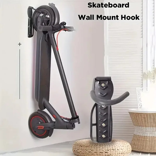 Wall-Mounted Storage Hook For Bikes And Scooters, Movable Garage Rack With 50 Lbs Capacity, Suitable For Mi Electric Scooter M365/PRO And Balance Scooter Nine ES1 ES2 - Black Metal